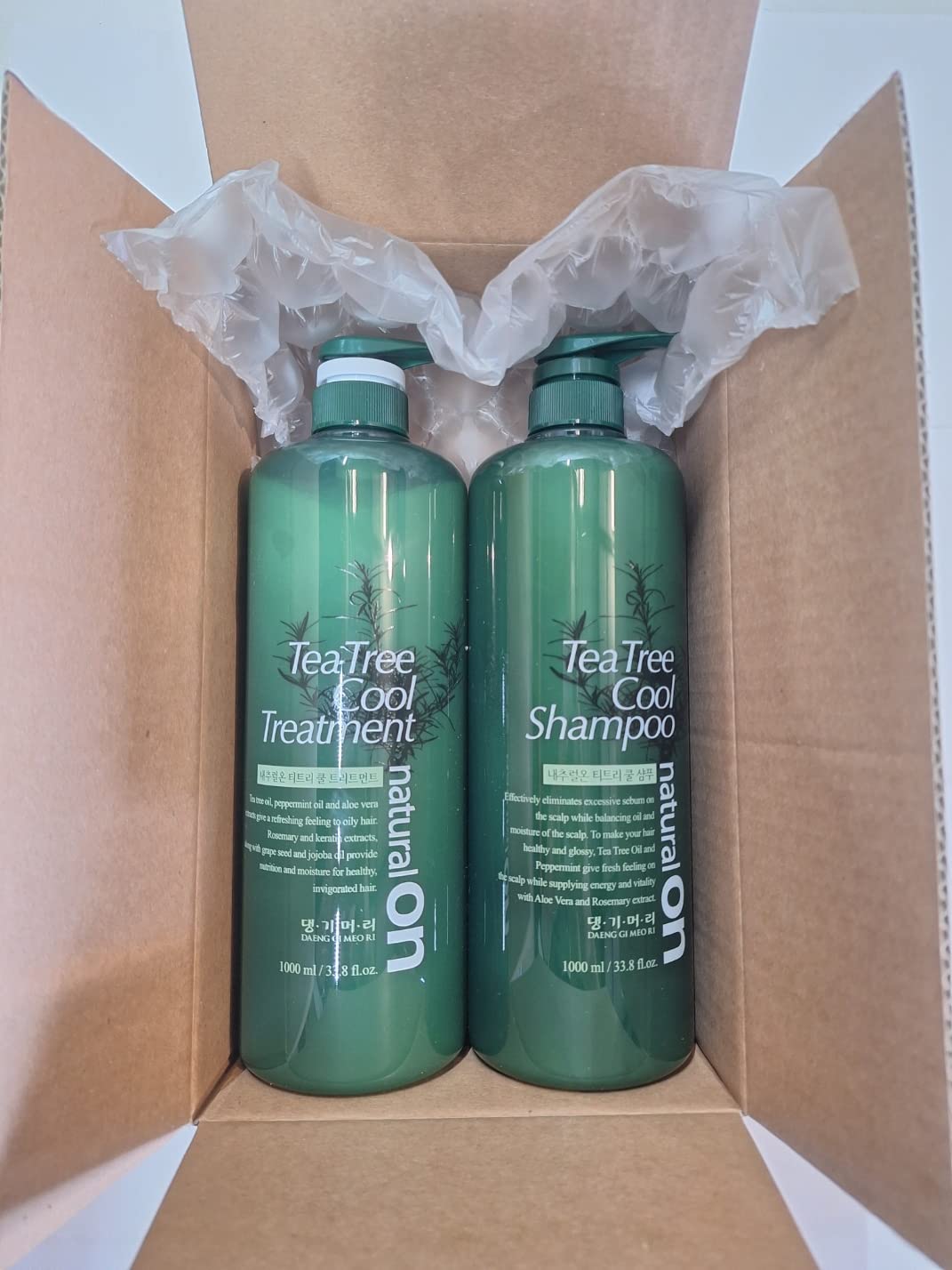 Daeng Gi Meo Ri - Shampoo and Treatment Set with Tea Tree Oil, Aloe Vera, Refreshing Feel for Oily Hair, Moisturizing for Dry Hair, Mild Cleansing Effect, 1000ml