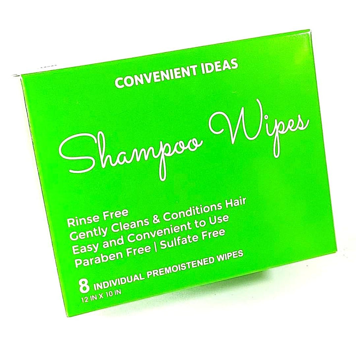 Generic Convenient Ideas Shampoo Wipes (8) Rinse Free Hair Cleansing Dry No Rinse, white