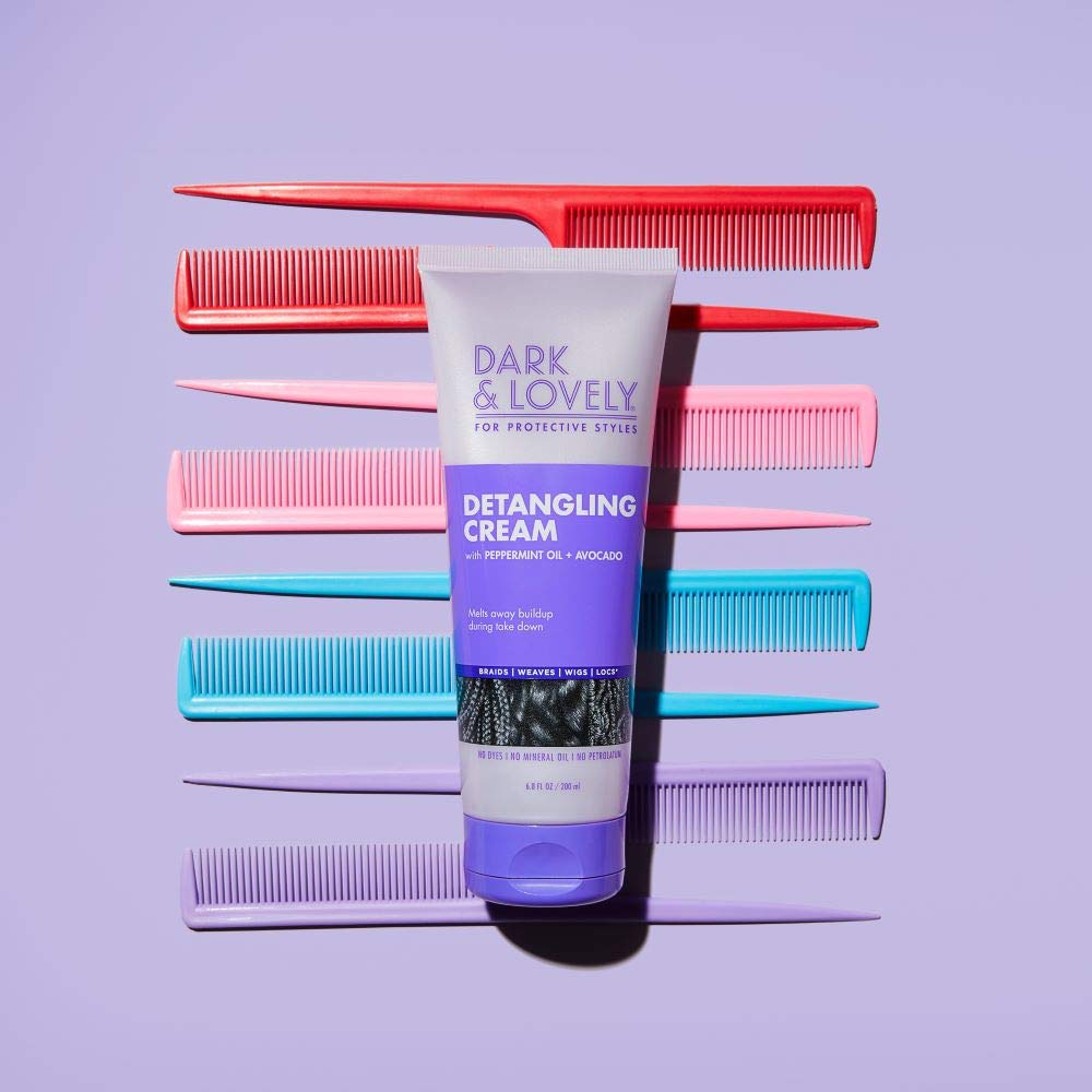 Dark and Lovely For Protective Styles Detangling Cream With Peppermint and Avocado Oil for Braids, Weaves, Wigs and Locs No Dyes, No Mineral Oil, No Petrolatum SoftSheen-Carson 6.8 Fl Oz