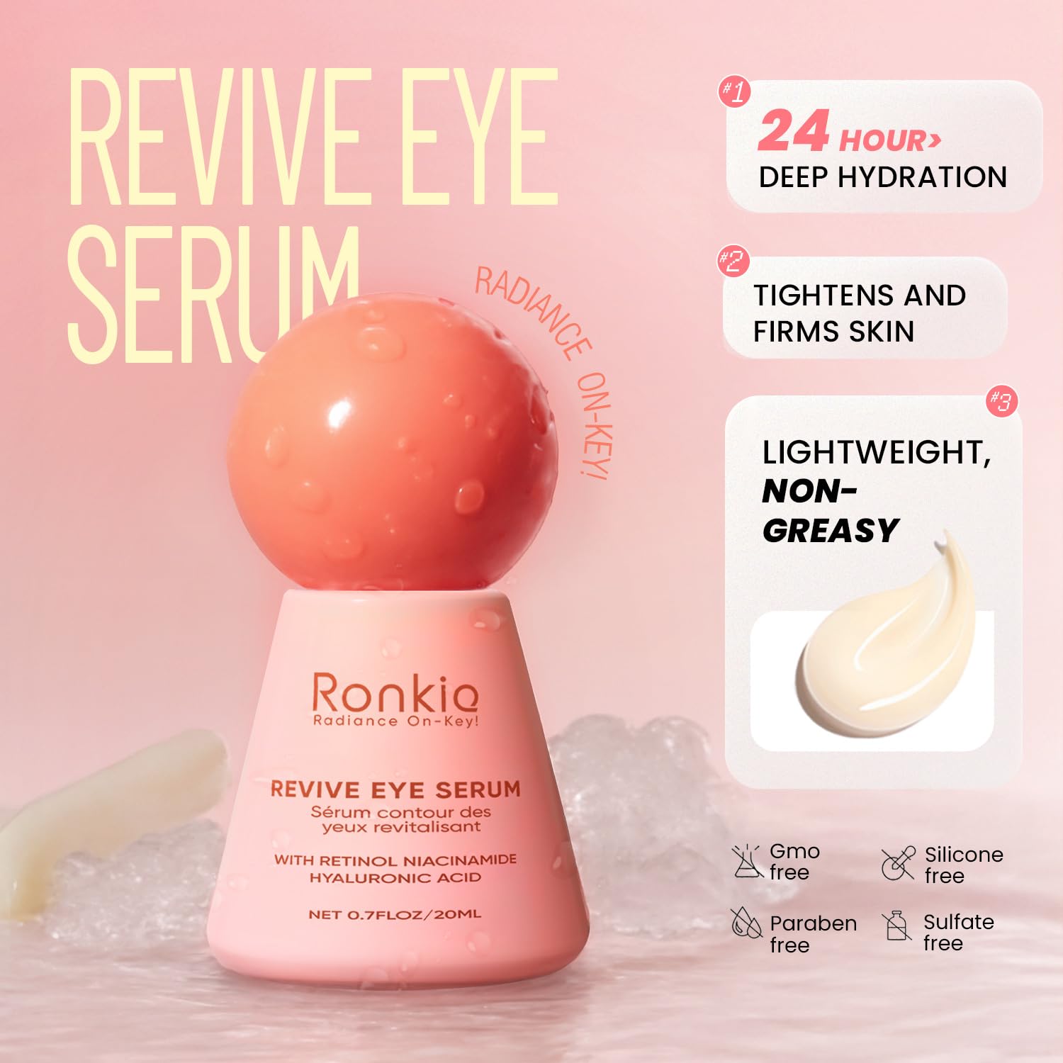 Retinol Eye Cream for Dark Circles: Revive Eye Serum for Anti-Aging - Reduces Fine Lines and Puffy Eyes for Women Day and Night Use 0.7 fl. oz