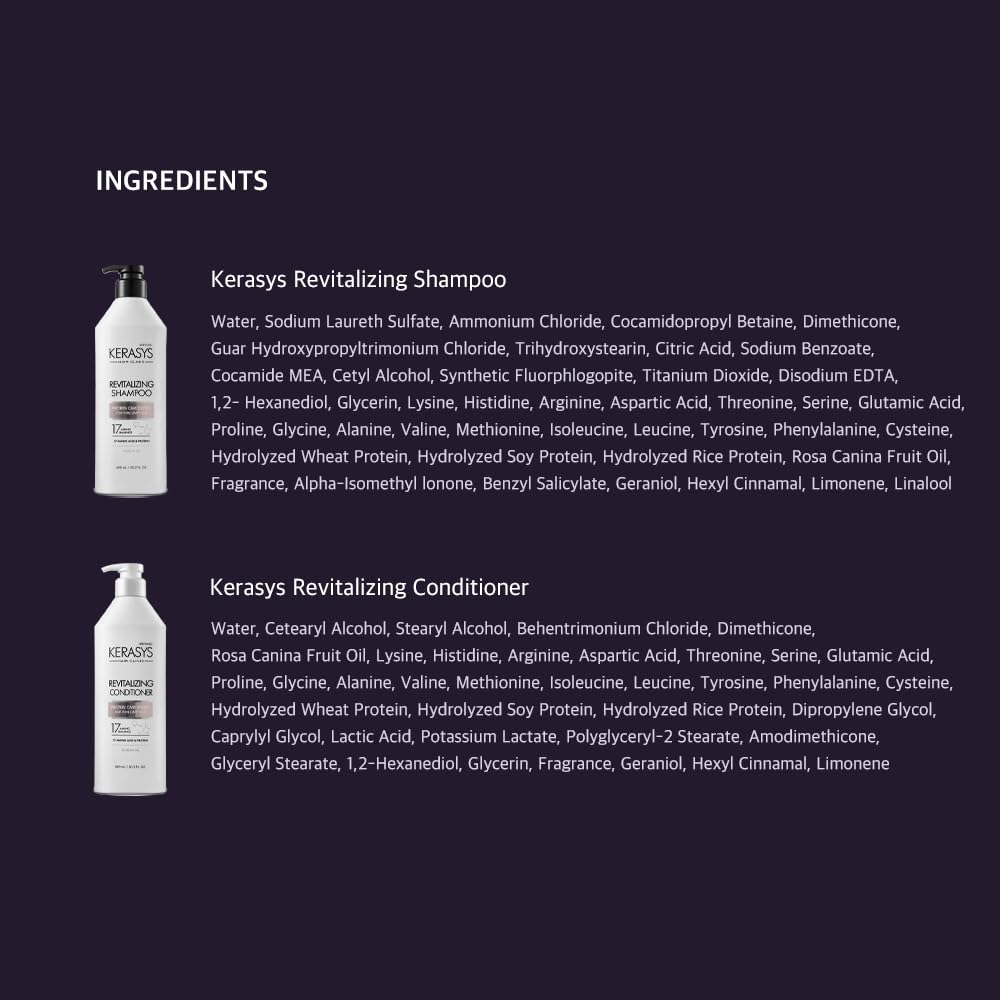 Kerasys Hair Clinic Protein Care System for Thin Limp Hair Rosehip Oil REVITALIZING 13.5 fl oz / 400 ml (Shampoo 1-Pack)