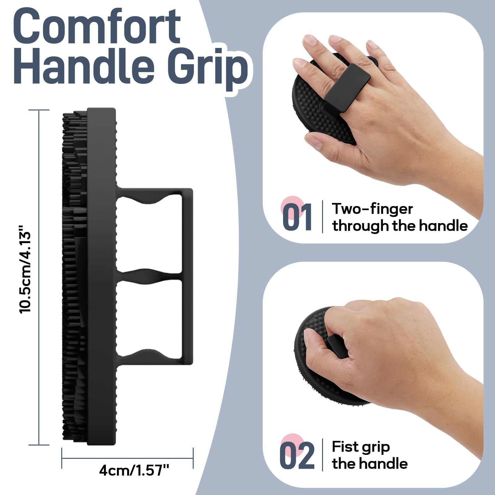 GEENOA Silicone Back Scrubber & Body Scrubber Set, 15.35’’ Back Scrubber for Shower with Dual-Side Brush Head, Silicone Loofah with Soft Bristles, Exfoliating Body Scrubber in Shower(Black-2PCS)