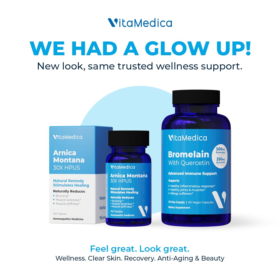 VitaMedica | Arnica Montana 30X and Bromelain with Quercetin Bundle | Arnica Montana | Bromelain | Quercetin | Recovery Bundle | Plant Based | Made in USA
