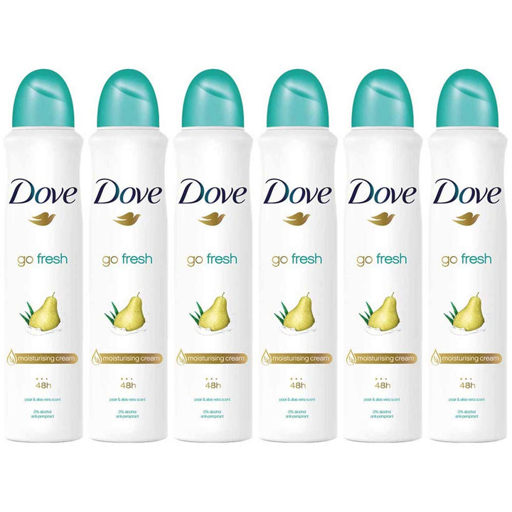6 Pack Go Fresh Pear & Aloe Antiperspirant Deodorant Spray, 5.07 Ounce Each Compatible with Dove Go Fresh Pear & Aloe Antiperspirant Deodorant 150ml