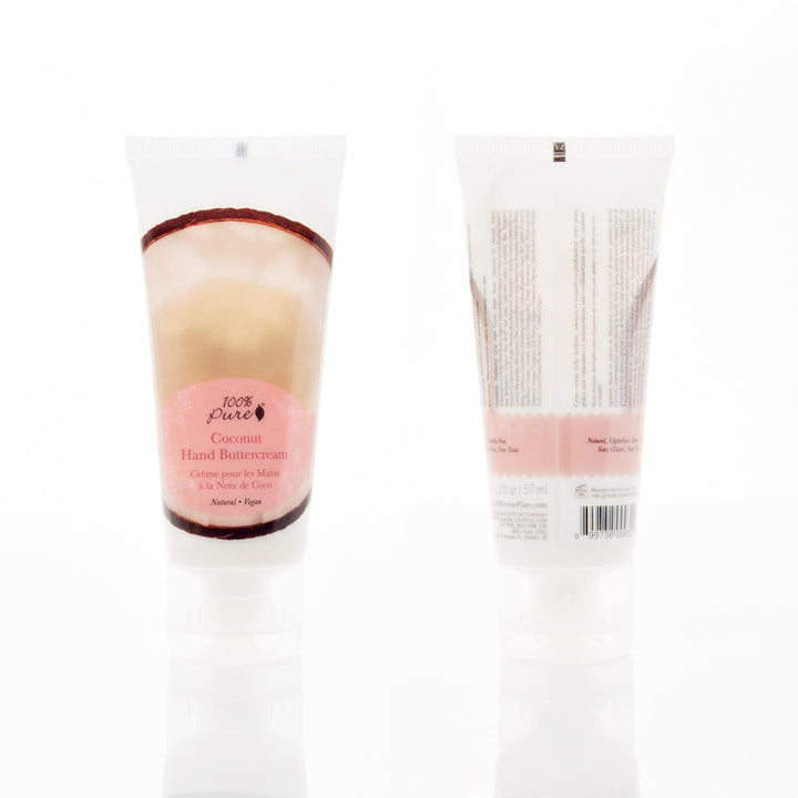 100% PURE Coconut Vegan Hand Cream Dry Skin Buttercream Lotion Made with Shea Butter Natural Moisturization for Dryness - 2 Fl Oz