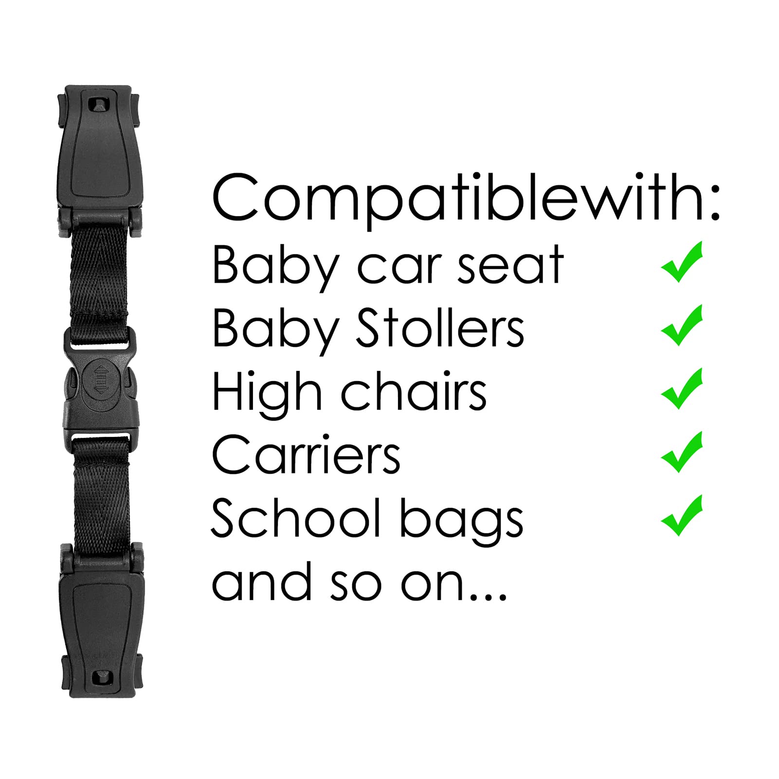 G Ganen Universal Child Chest Harness Clip Anti-Slip Baby Chest Clip Guard Compatible with Seats, Strollers, High Chairs, schoolbags, max. for 1.5 inch Width Harness (Black Set of 1)