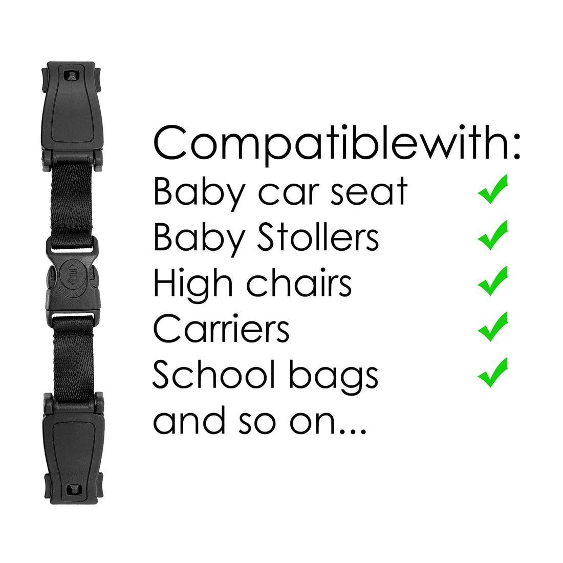 G Ganen Universal Child Chest Harness Clip Anti-Slip Baby Chest Clip Guard Compatible with Seats, Strollers, High Chairs, schoolbags, max. for 1.5 inch Width Harness (Black Set of 1)