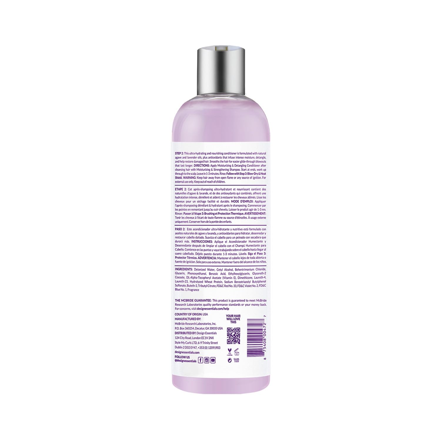 Design Essentials Agave & Lavender Moisturizing, Detangling Conditioner, 12 Ounce