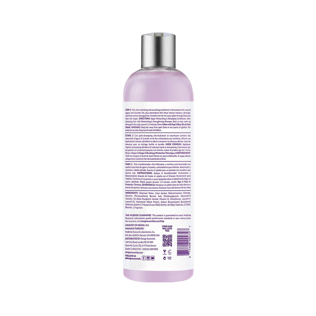 Design Essentials Agave & Lavender Moisturizing, Detangling Conditioner, 12 Ounce