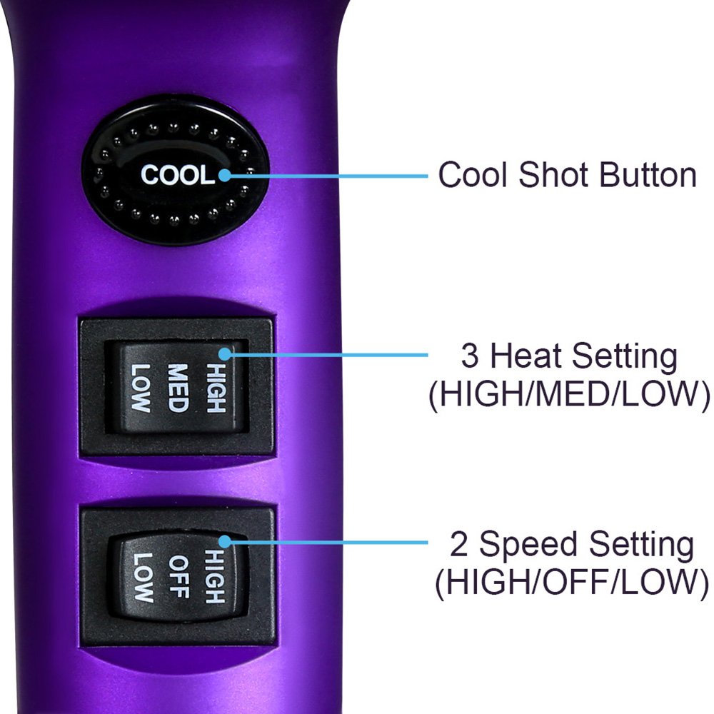 MHU Light Weight Hair Dryer Pro DC Motor Ceramic Negative Ionic Blow Dryer With 2 attachments