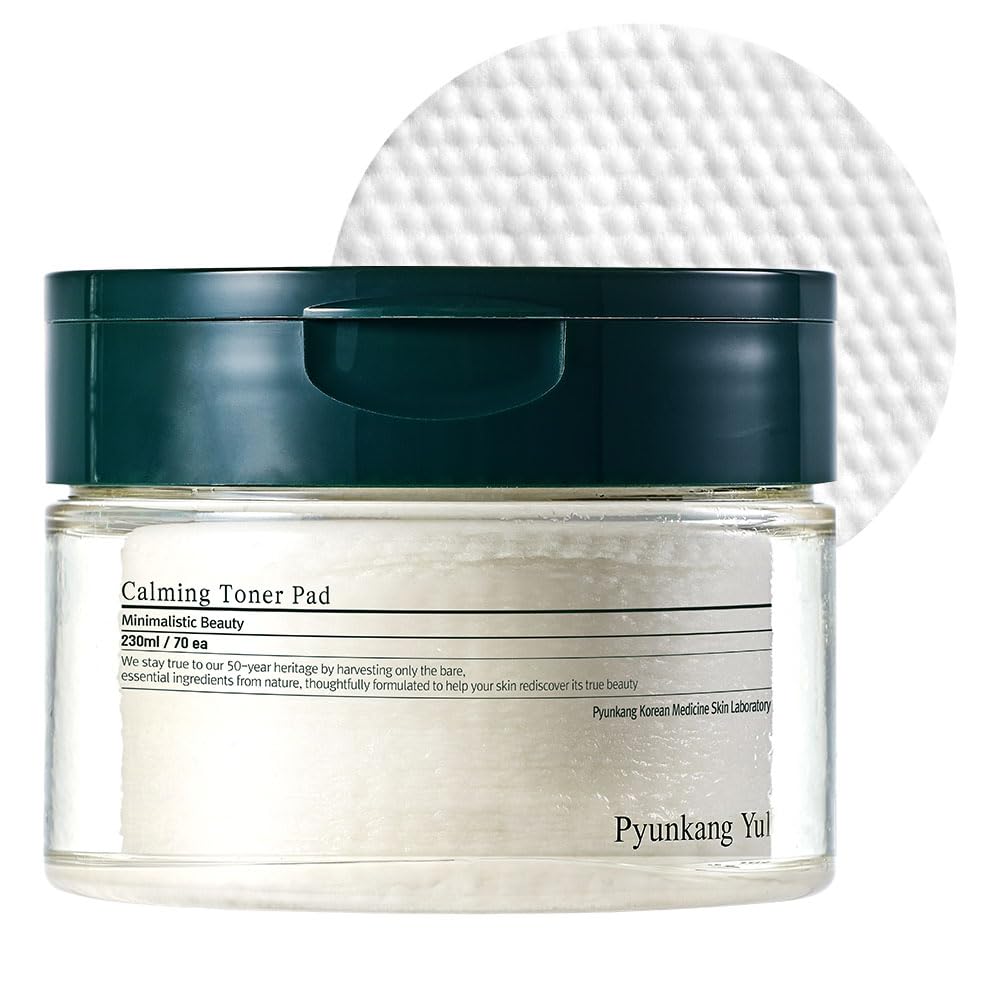[PKY] Pyunkang Yul Calming Toner Pad with Tea Tree, 5 Hyaluronic Acids, Removes Dead Skin Cells, Moisturizes, Korean Face Skin Care, Acne Prone & Sensitive Skin, Double-Sided Pad 7.7 fl.oz 70ea
