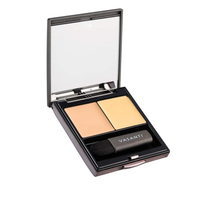 Y2 - Yellow : Vasanti Wonders of the World Colour Correcting Concealer Duo - Includes a colour corrector and a concealer with a mirror and mini concealer brush for even application (Y2 - Yellow)