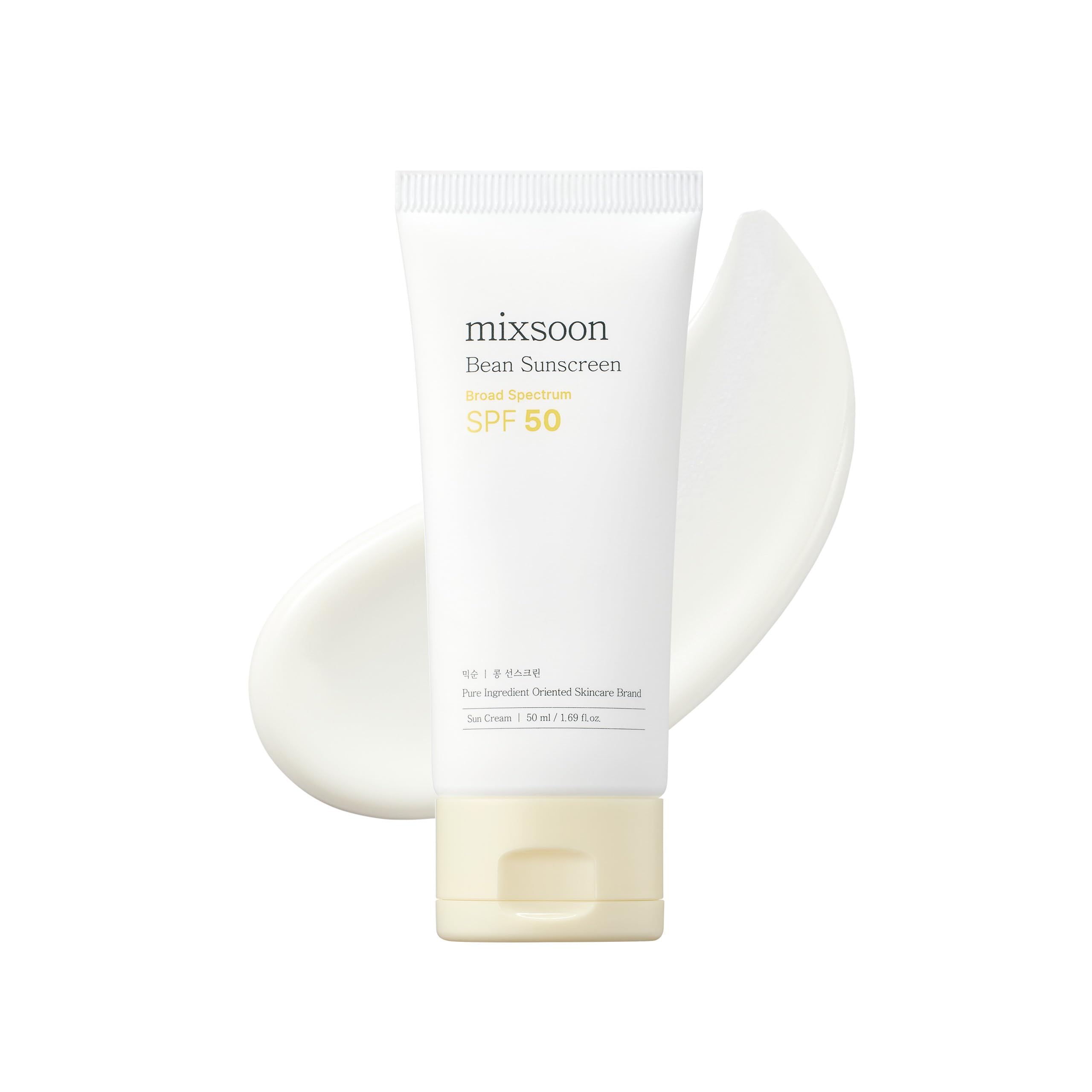 mixsoon Bean Sunscreen 1.69 Fl. Oz. / 50ml SPF 50 Airy Texture Type Lightweight No White Cast For Face Korean Glass Skin Care
