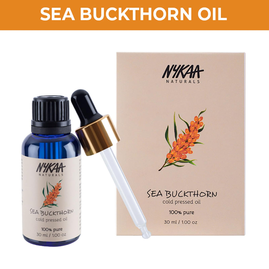 Nykaa Naturals 100 Percent Pure Cold Pressed - Sea Buckthorn for Women - 1 oz Oil