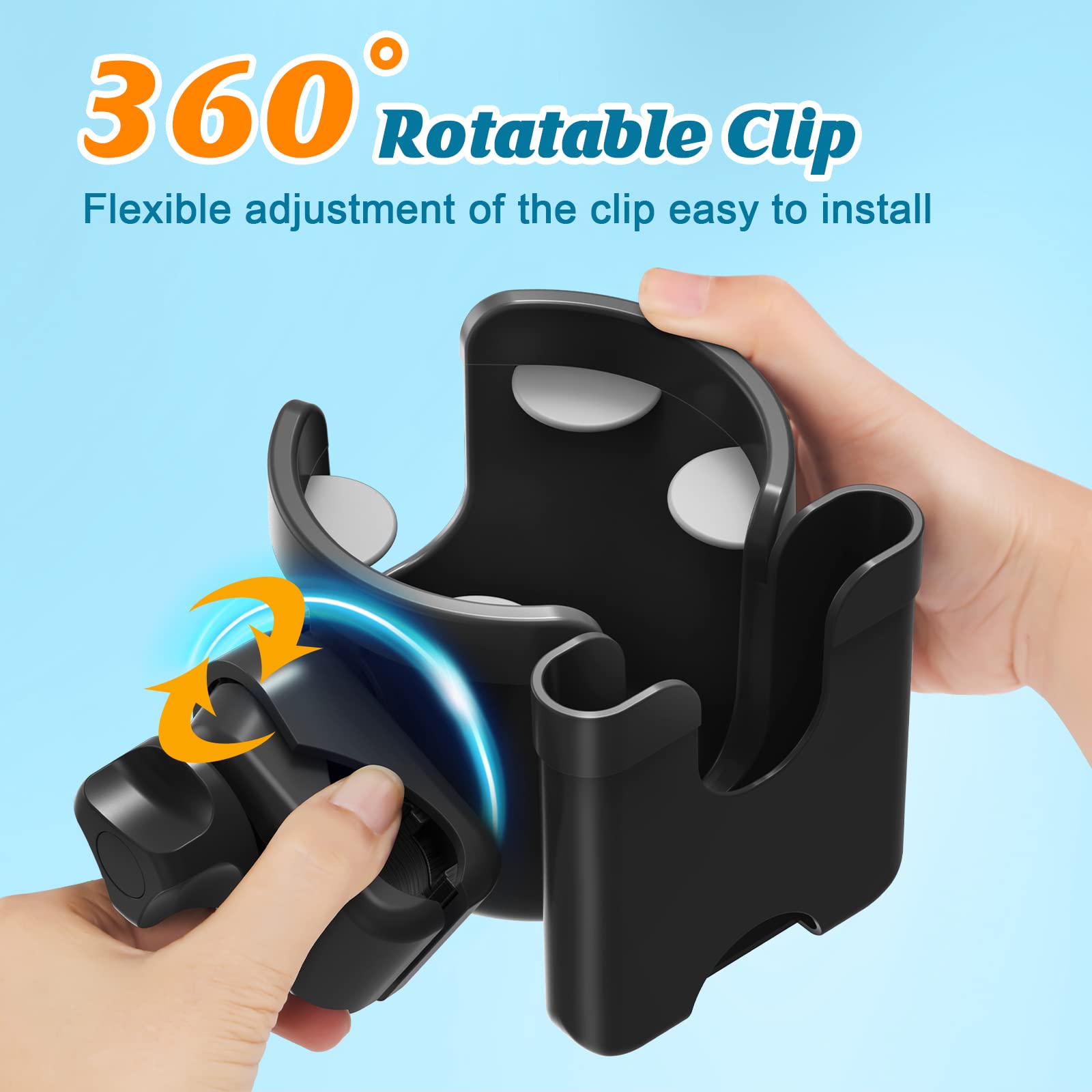Guiseapue Cup Holder for Walker, Stroller Cup Holder Attachment with Phone Holder, Wheelchair/Stroller Accessories for Uppababy, Nuna, Doona, Rollator, Bike, Scooter, Baby Travel Essential