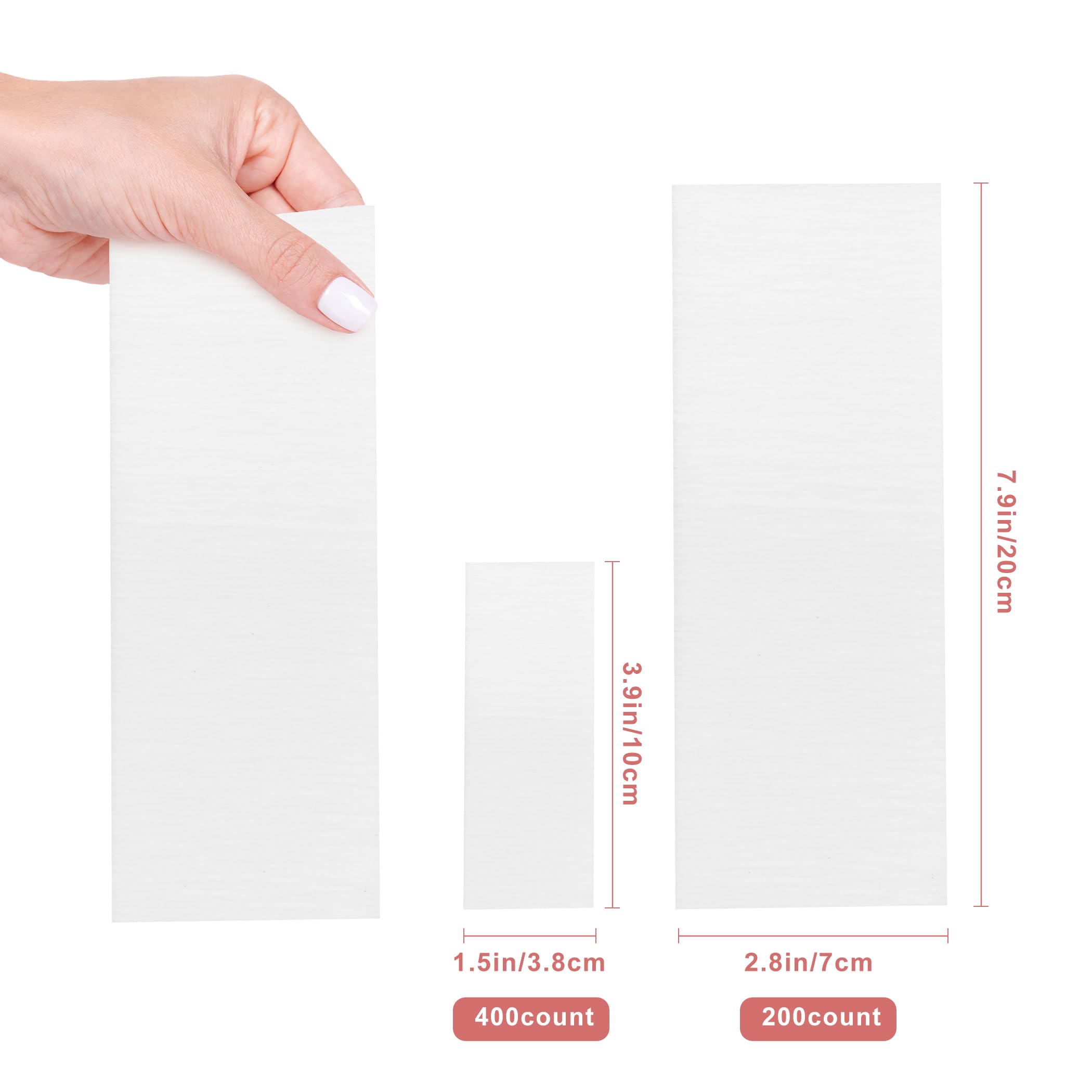 600-Count Non Woven Wax Strips, 2 Size Body and Facial Epilating Wax Strips Paper for Hair Removal, Beauty Waxing Strips for Leg Face Chest Back and Bikini