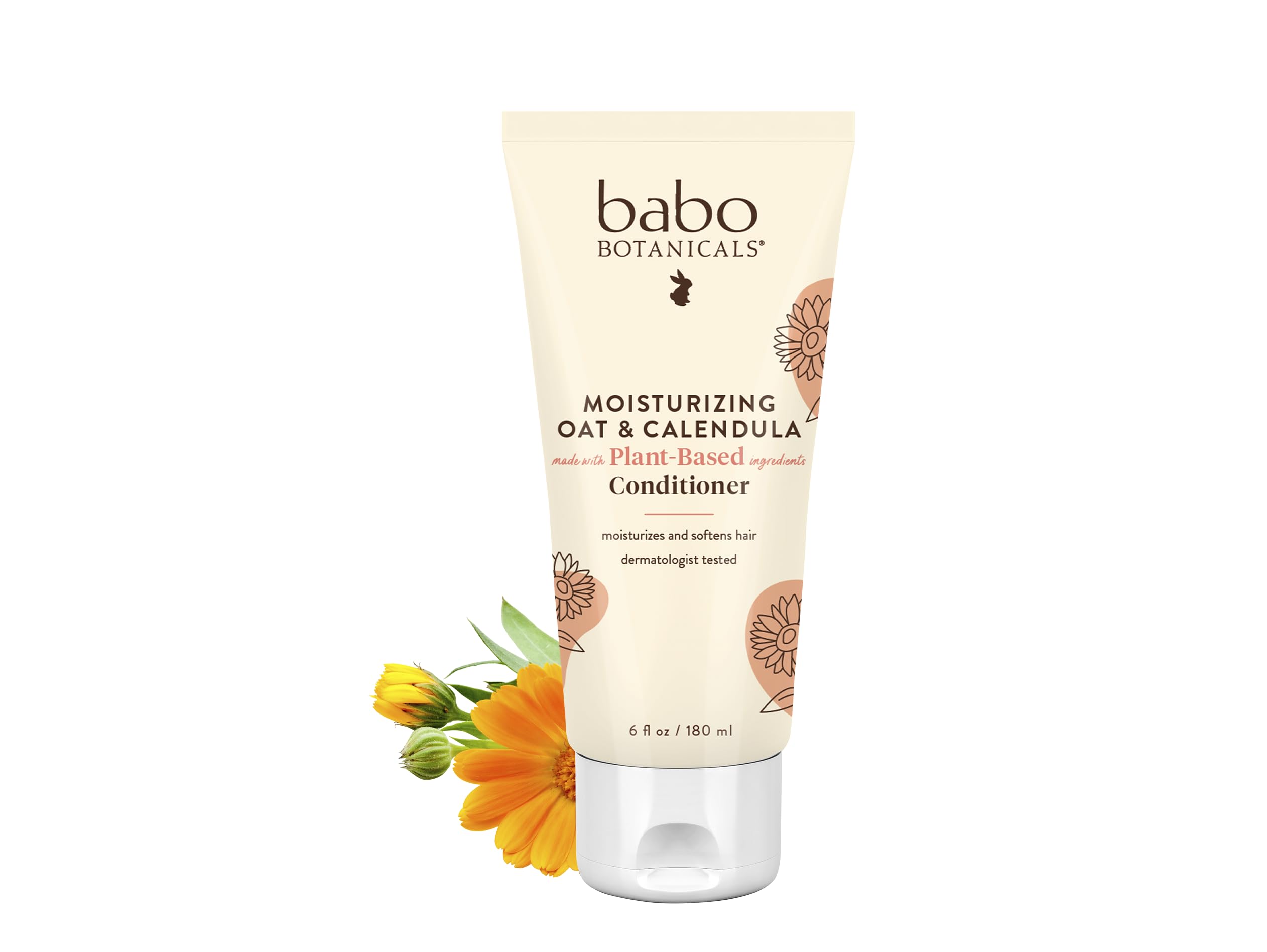 Babo Botanicals Moisturizing Baby Conditioner with Colloidal Oatmeal and Organic Calendula, Hypoallergenic, Vegan - 6 oz.