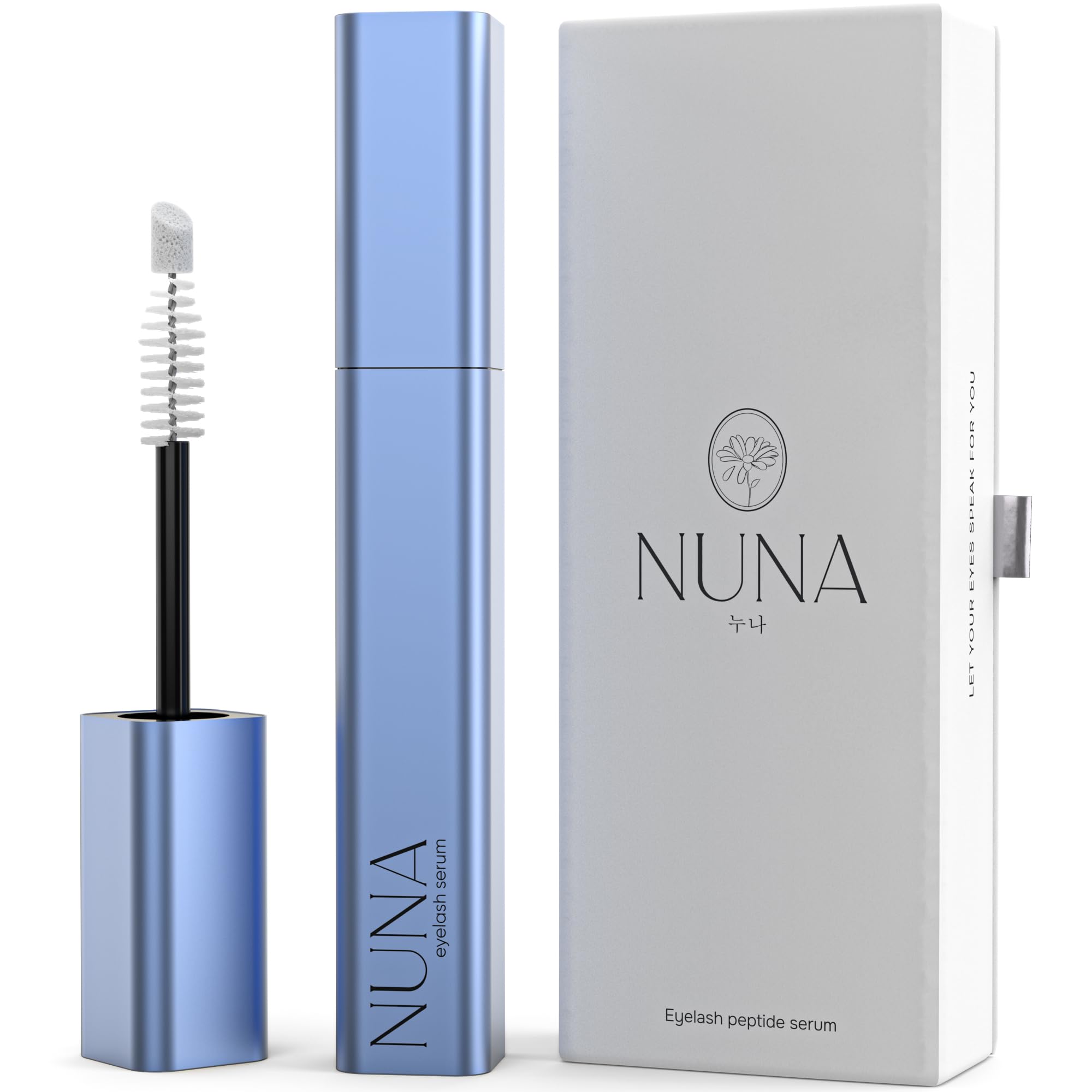 NUNA Eyelash Growth Support Serum 6ml – Eye Lash and Eyebrow Enhancing Serum for Women & Men with Biotin - Korean Multi Peptide & Natural Extracts – Promotes Fuller and Longer Lashes - 6 Month Supply