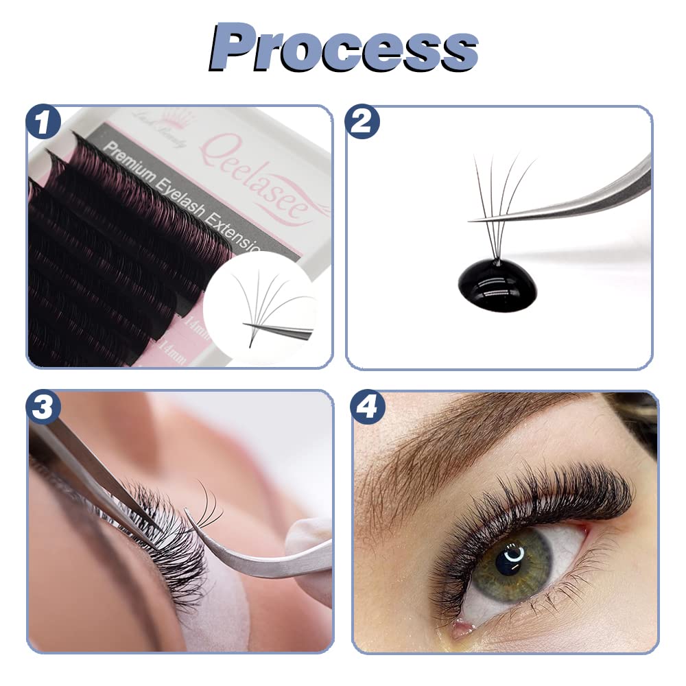 Qeelasee Faux Mink Silk Eyelash Extensions 0.03mm D Curl 8-15mm Mixed Length Semi-Permanent Individual Lashes Extension Professional Salon Use