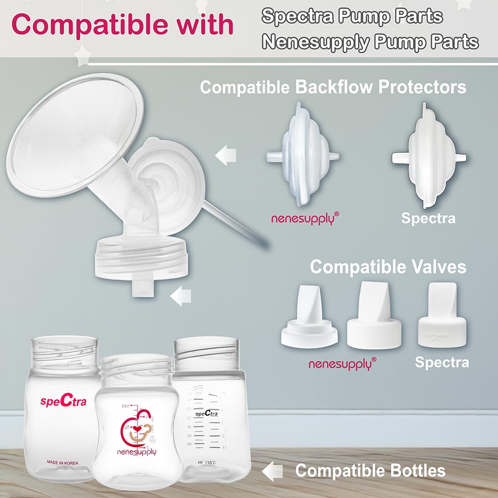 Nenesupply 21mm 2 pc Flanges Compatible with Spectra S2 S1 9 Plus Synergy Gold Breastpump Replacement to Spectra Pump Parts Flange Accessories Wide Mouth Work with Valve Backflow Protector Bottle