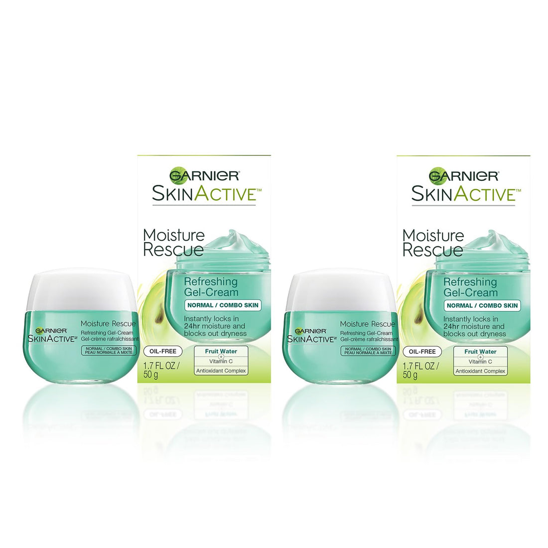 Garnier Skinactive Moisture Rescue Face Moisturizer Cream, Normal/Combo, 2 Count