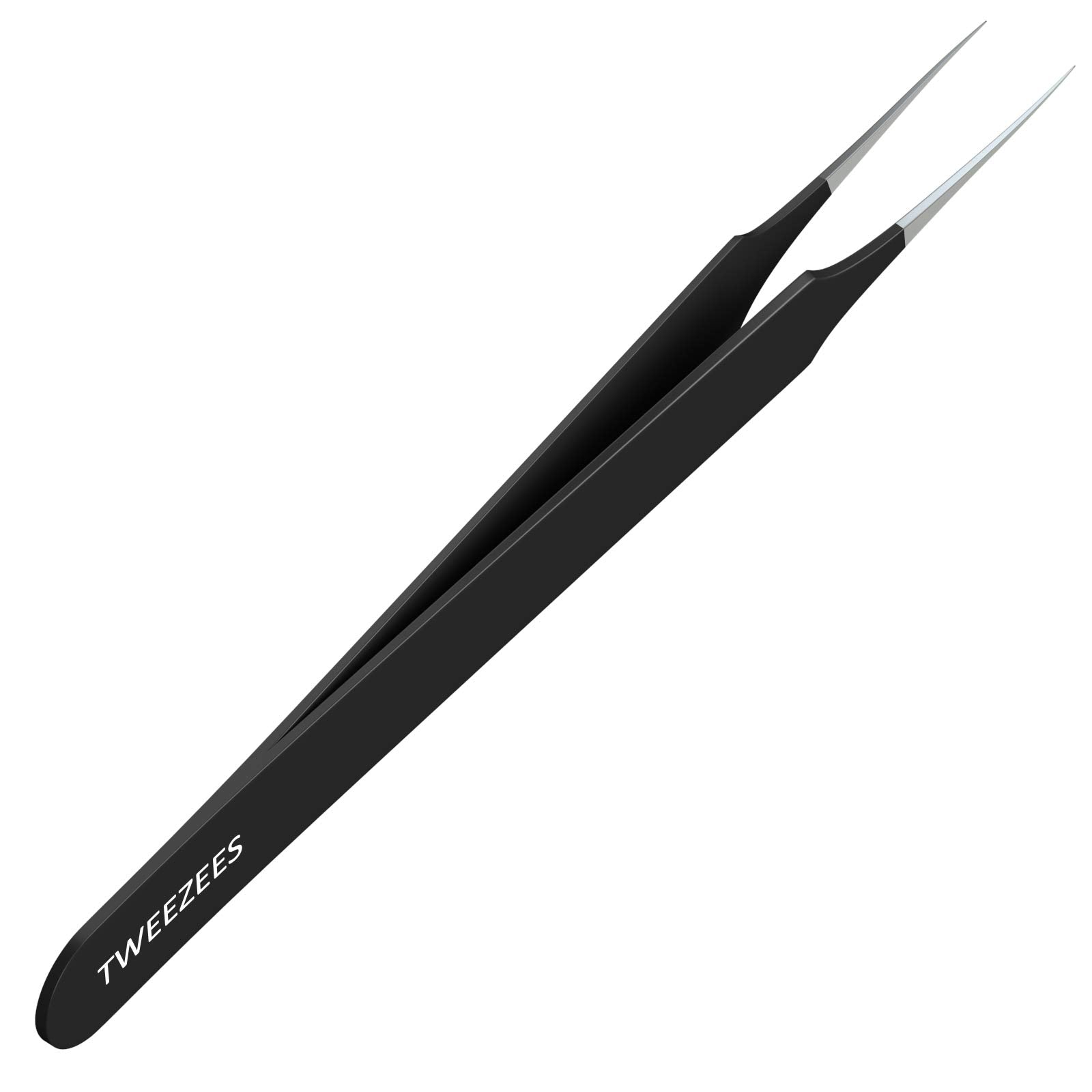 Professional Pointed Ingrown Hair Splinter Tip Tweezers Tweezees Precision Stainless Steel Black Coated Tweezers For Ingrown Hair Treatment & Splinter Removal Includes A Canvas Storage Bag!