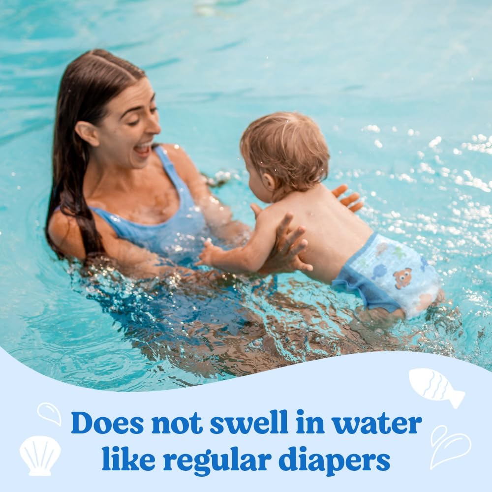 Huggies Little Swimmers Disposable Swim Diapers, Size 4 (24-34 lbs), 36 Ct (2 packs of 18), Packaging May Vary