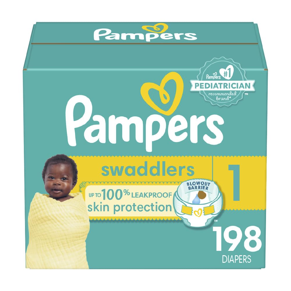 Pampers Swaddlers Disposable Diapers Size 1, 198 Count