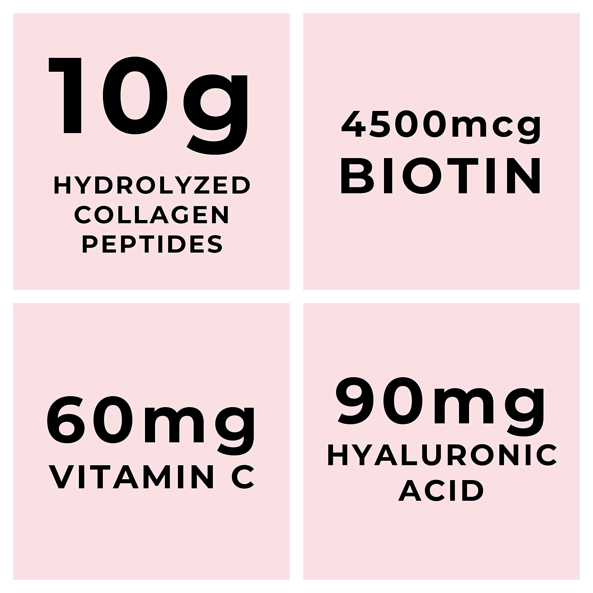 Multi Collagen Peptides Powder Types I, II, III, V, X Multi Collagen Protein Powder with Hyaluronic Acid, Biotin, Vitamin C, For Skin Hair Nails Joints and Gut Health - Keto, Non-GMO Supplement