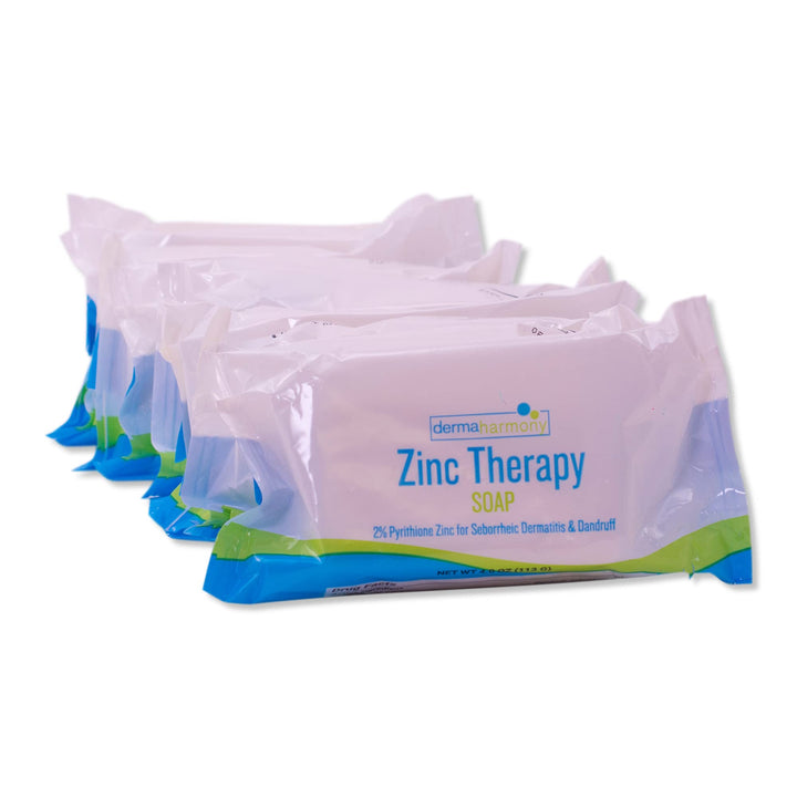 Set of 5 DermaHarmony 2% Pyrithione Zinc (ZnP) Bar Soap 4 oz - Crafted for Those with Skin Conditions - Seborrheic Dermatitis, Dandruff, etc.