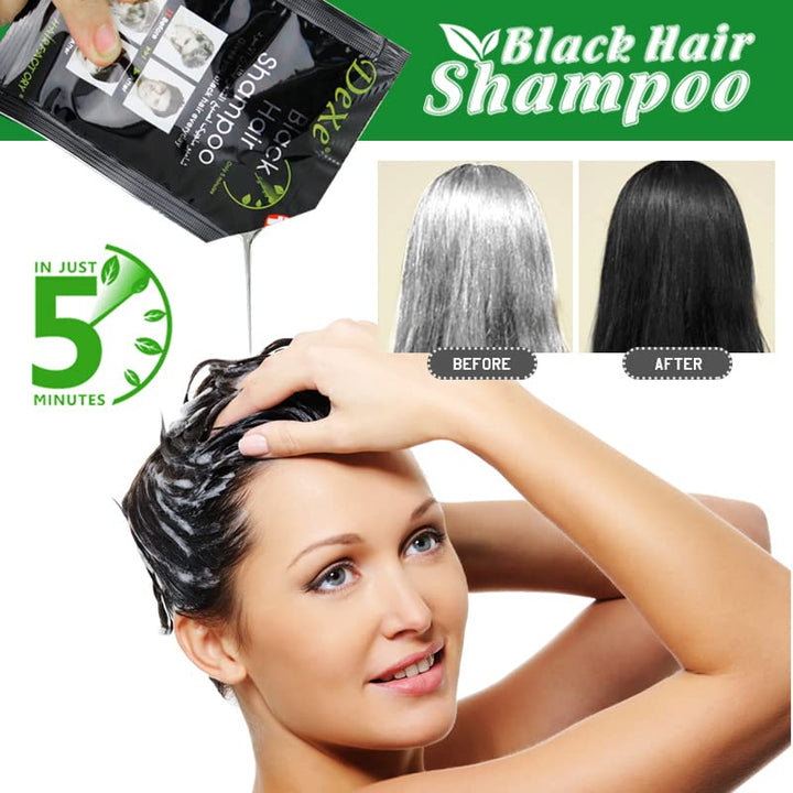 Yuolita 10 PCS Hair Dye Shampoo for Men Women, Black, Natural Hair, Instant Hair Dye, Lasts 30 Days, Great Choice for Woman & Man