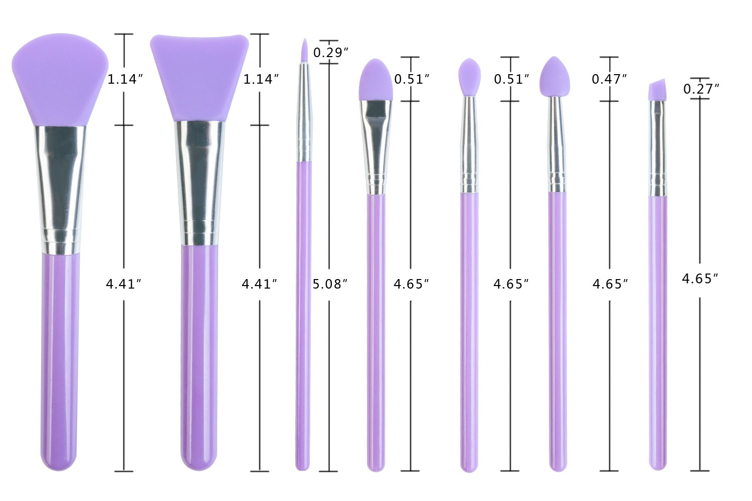 Lormay 7-Piece Silicone Makeup Brush Set: Face Mask, Eyeliner, Eyebrow, Eye Shadow, Lip Cosmetic Bru