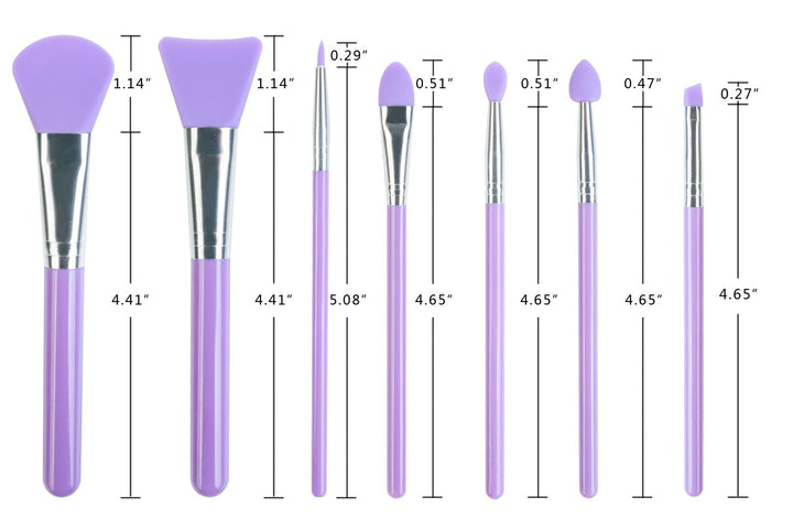 Lormay 7-Piece Silicone Makeup Brush Set: Face Mask, Eyeliner, Eyebrow, Eye Shadow, Lip Cosmetic Bru