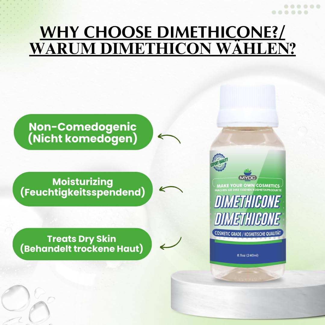 MYOC Pure Dimethicone (240ml) No Adulterants |used For Hair, Lips, Body And Skin Conditioning Products| Dimethicone Moisturizer| Cosmetic Grade