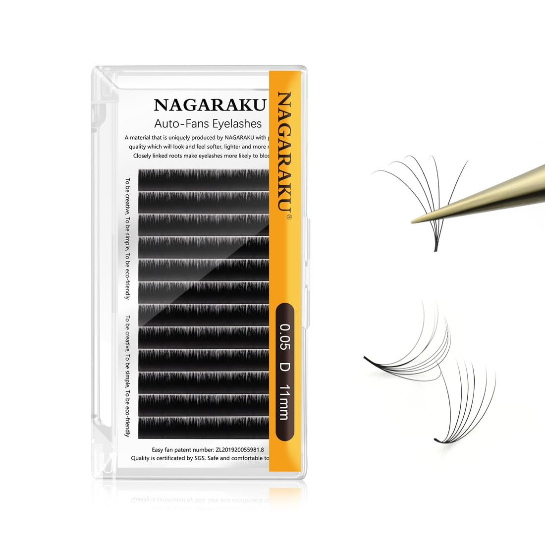NAGARAKU Easy Fan Eyelash Extensions Volume Lash 0.05 D curl 11mm Rapid Blooming Faux Mink Cluster For Beginners Soft Professional Lash Supplies