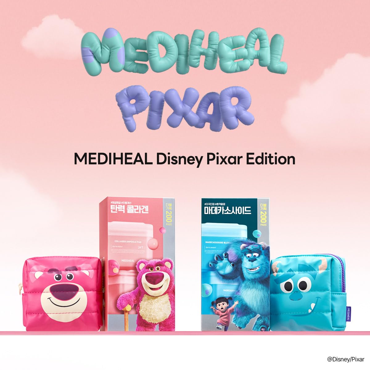 MEDIHEAL Madecassoside Toner Pads [Disney Pixar Edition]-Centella Asiatica to Improve Uneven Skin Tone - Vegan Face Gauze, Full Size 100 + Refill 100 (Teatree, 200 Pads)