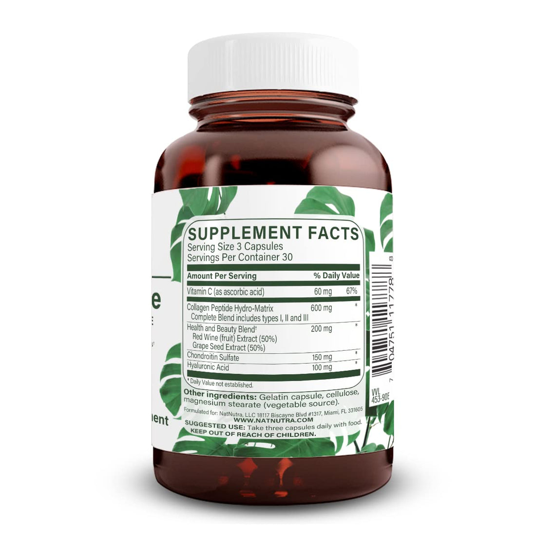 Natural Nutra RegenerAge Complete Supplement for Skin Health with Protein Peptides, Reduce Stretch Marks, Contributes Overall Health, Vitamin C, Grape Seed Red Wine Extract, Gluten Free, 90 Capsules.