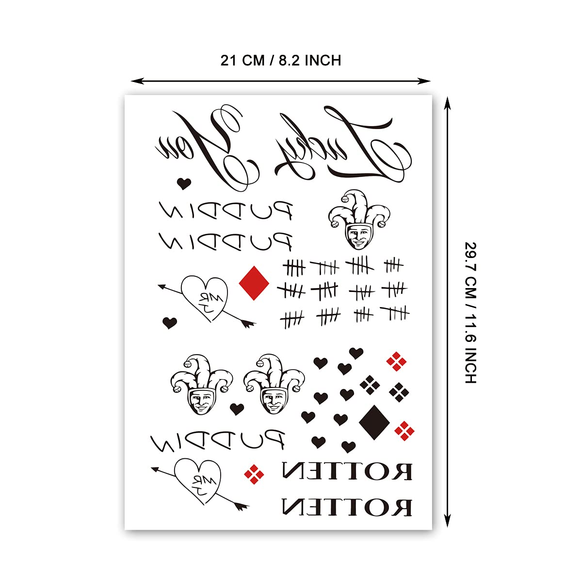 Kotbs 4 Sheets Halloween Temporary Tattoos for Women Men, Large Size 8.2' x 11.6' Fake Tattoos Waterproof Tattoo Stickers for Girls Boys Kids Halloween Costume Accessories and Parties