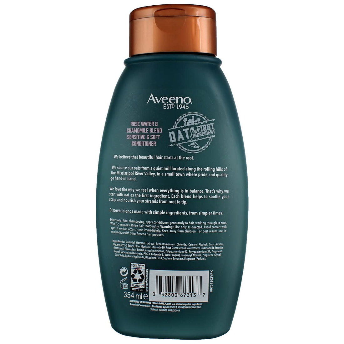 Aveeno Conditioner Rosewater & Chamomile Blend 12 Ounce (354ml) (3 Pack)
