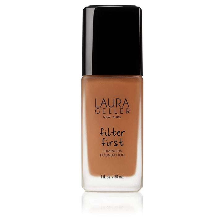 LAURA GELLER NEW YORK Filter First Luminous Liquid Makeup Foundation, Lightweight, Medium to Full Coverage, Non-Settling Formula, Pecan