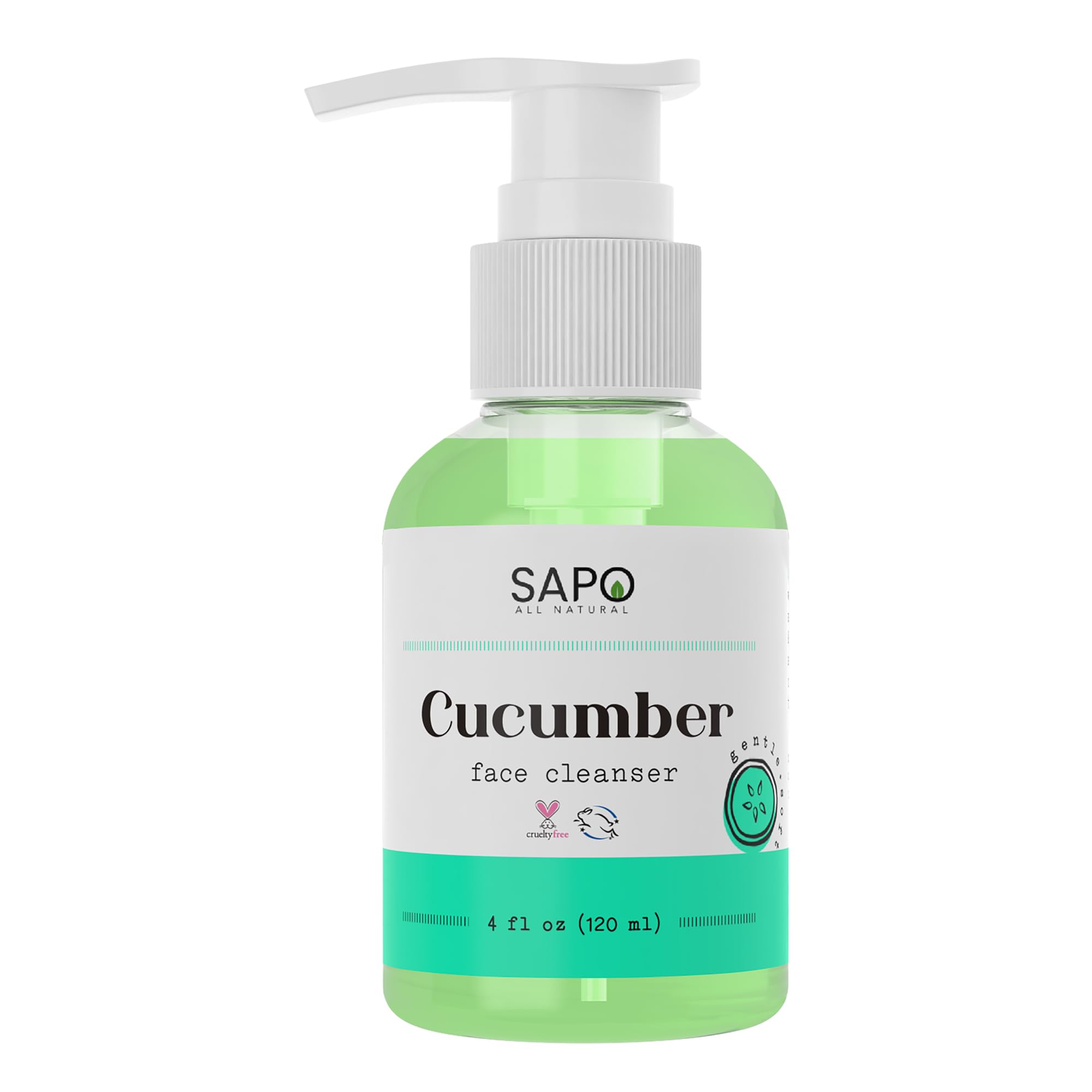 Sapo All Natural Cucumber Face Cleanser - For Dry Skin, Normal Skin & Sensitive Skin - Great For Combination Skin - Anti Aging Face Wash - Made With Aloe, Vitamin B, Vitamin C And Vitamin E - 8.5 Oz
