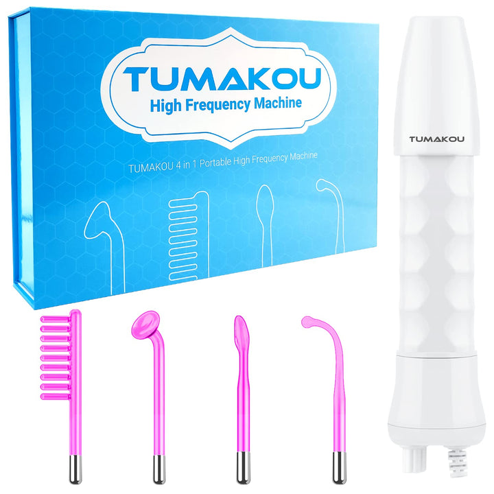 High Frequency Facial Wand - TUMAKOU Violet Portable Handheld High Frequency Facial Skin Machine Device for Face - With 4 Purple Tubes