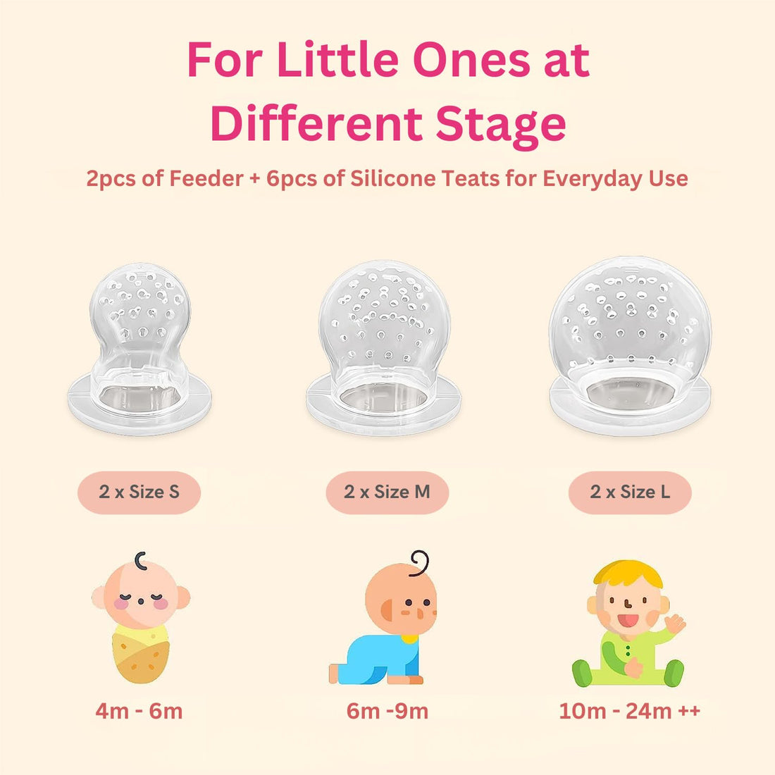 NatureBond Baby Food Feeder/Fruit Feeder Pacifier Nibbler (2 Pack) - Infant Teething Toy Teether Weaning in Appetizing Colors | + Additional Silicone Sacs