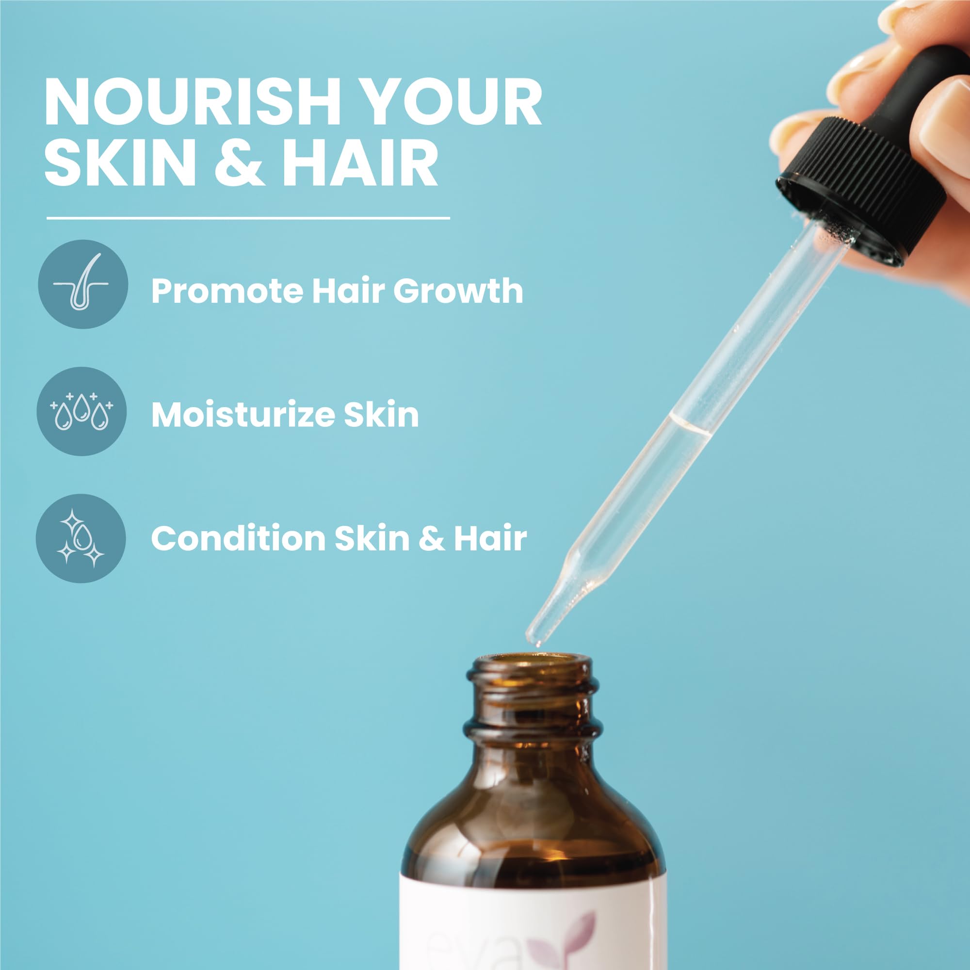 Eva Naturals Organic Castor Oil (2oz) - Promotes Hair, Eyebrow and Lash Growth - Diminishes Wrinkles and Signs of Aging - Hydrates and Nourishes Skin - 100% Pure and USP Grade - Premium Quality