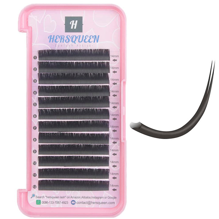 HERSQUEEN 0.15-D, 10Mm Length: 15 Ellipse Eyelash Extensions Matte Black Flat Lashes Cashmere Faux Mink Individual Eyelash Extensions Ellipse Lash C Curl D Curl Faux Mink Volume Semi Perma