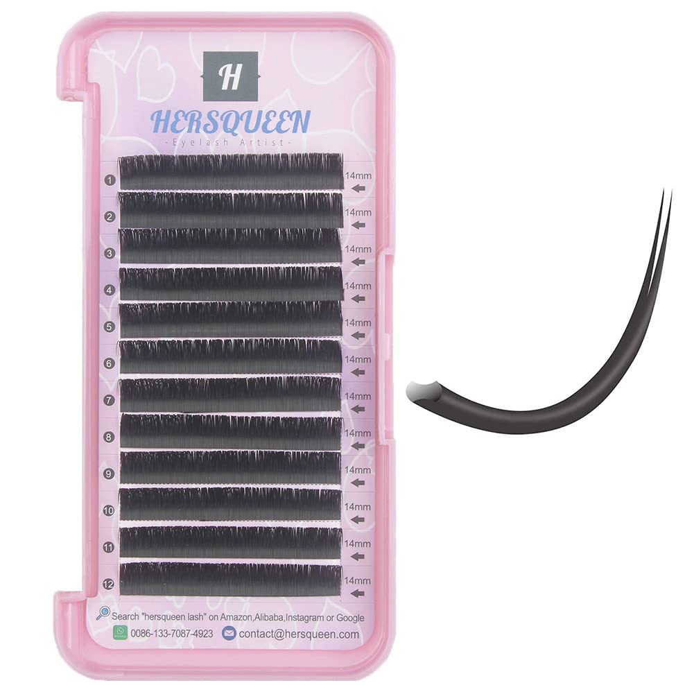HERSQUEEN 0.20-C, 14Mm Length: 0.20 Ellipse Eyelash Extensions Flat Lashes As Soft As 0.05 Lashes Cashmere Faux Mink Individual Eyelash Extensions Ellipse Lash C Curl D Curl Faux Mink Volu