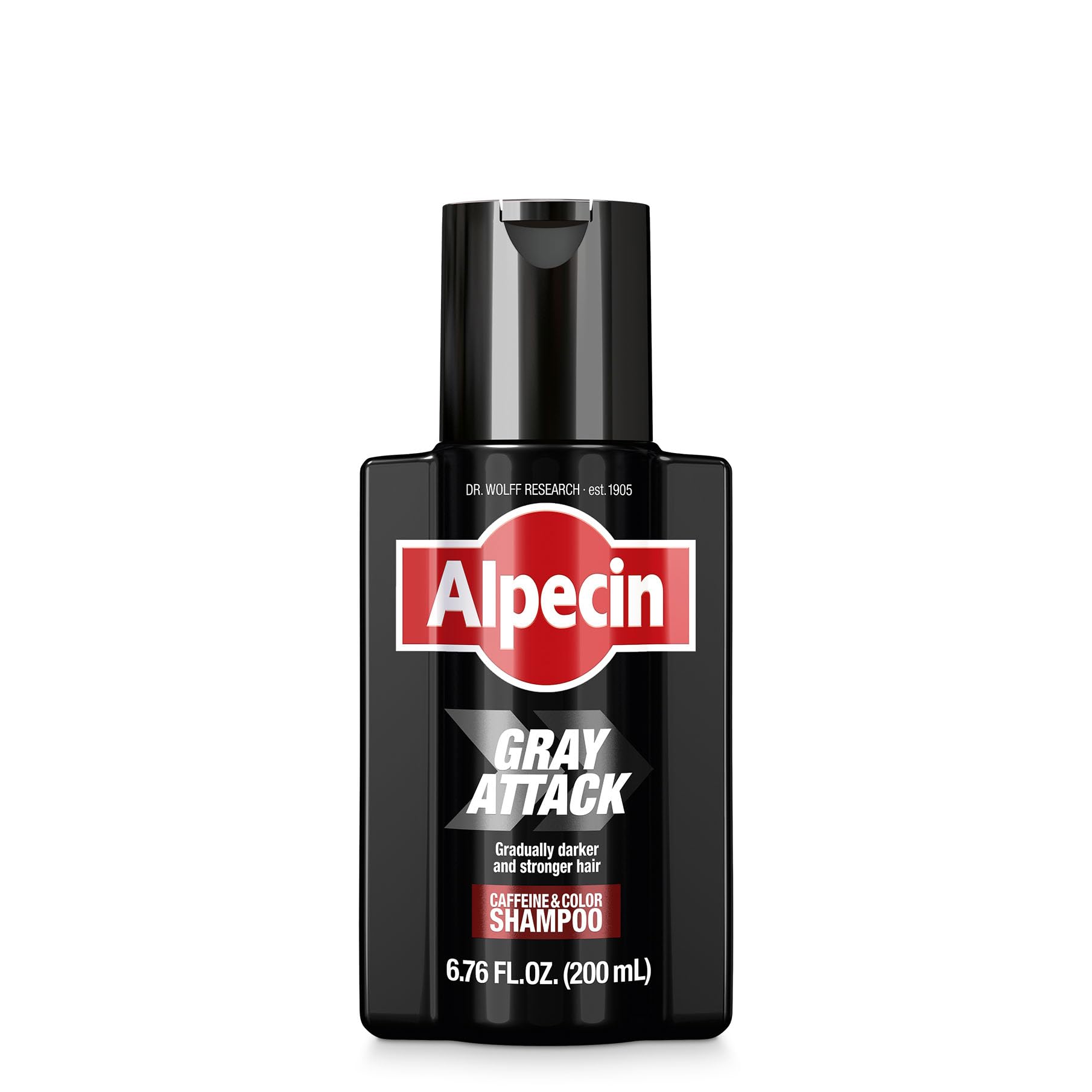 Alpecin Gray Attack Caffeine & Color Shampoo for Men 6.76 Fl Oz | Gradually Darker and Stronger Hair | Natural Looking Color Effect for Less Grays | Leaves Hair Feeling Stronger