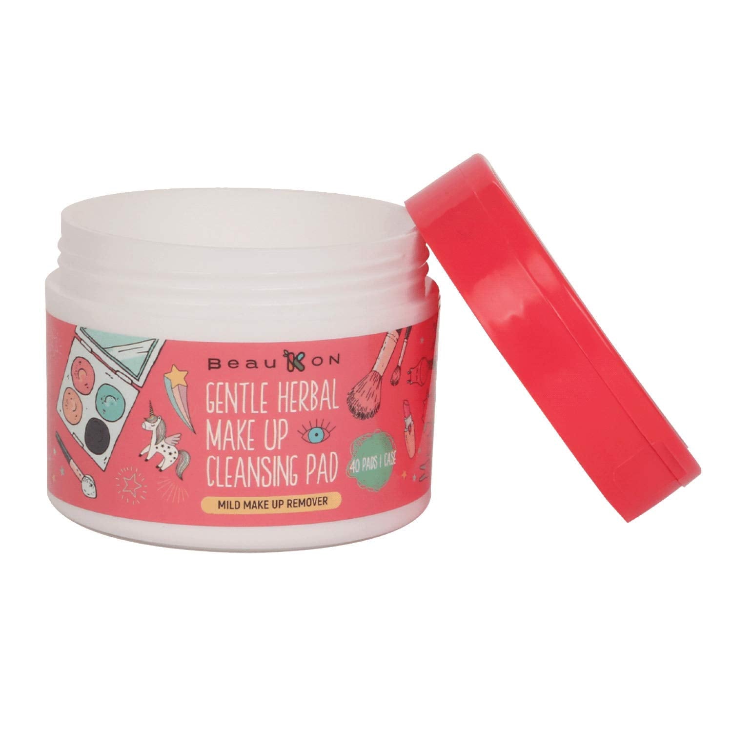 BeauKON Gentle Herbal Makeup Cleansing Pads, Centella Asiatica Gotu Kola Daily Makeup Remover Wipes (40 Count)