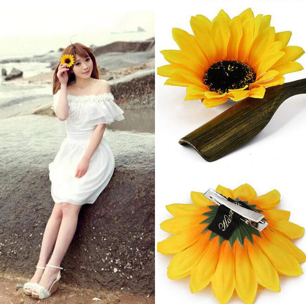erioctry 6PCS Beautiful Sunflower Hair Alligator Clips Hair Clamp Hair Styling Accessories for Lady Girls Party Beach Vacation Wedding Decoration