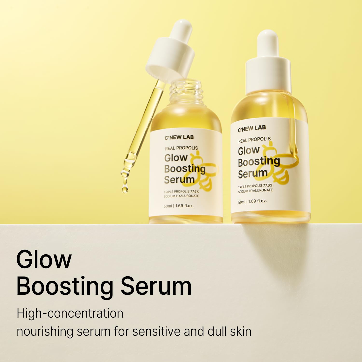C’NEW LAB Real Propolis Glow Boosting Serum 50ml (1.69 fl.oz.) | Deep Hydration, Skin Barrier Strengthening | Inner Dryness Relief | Propolis Extract, Honey Extract, Korean Facial Serum